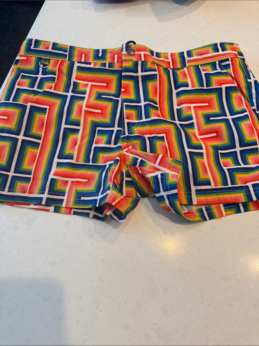 Mr. Turk Vibrant Multicolor Geometric Athletic Swim Shorts